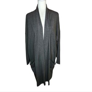 Eileen Fisher Tencel Lyocell Blend Open Long Cardigan Charcoal Grey Size…